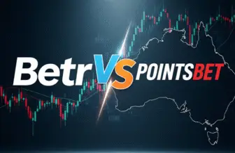 Betr and PointsBet logos merging, symbolizing the proposed all-scrip takeover offer in the Australian online gambling market.