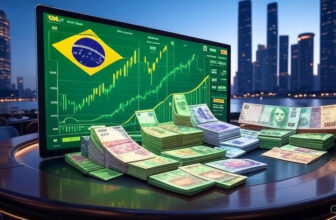 Brazil’s iGaming market with digital casino interface and financial growth charts, reflecting BRL 4 billion in tax revenue in 2025.