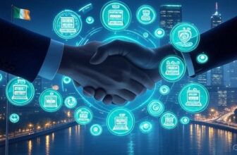 Digital illustration of Ireland and Belgium’s 2025 iGaming regulatory partnership, featuring flags, gaming symbols, and a handshake.