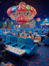 Modern bingo room at Suncoast Hotel & Casino in Las Vegas with coastal design and chandelier