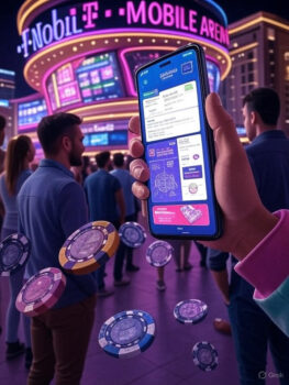 T-Mobile Arena mobile app interface with digital ticketing and interactive features, launched by Everi in 2025